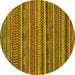 Round Machine Washable Abstract Yellow Modern Rug, wshabs2267yw