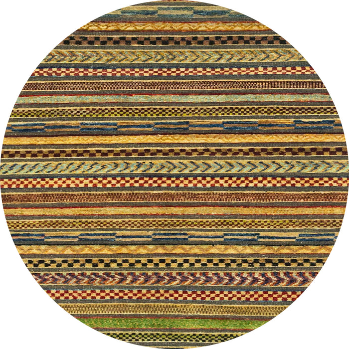 Round Abstract Orange Gold Modern Rug, abs2267