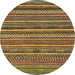 Round Abstract Orange Gold Modern Rug, abs2267