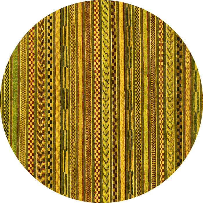 Round Abstract Yellow Modern Rug, abs2267yw