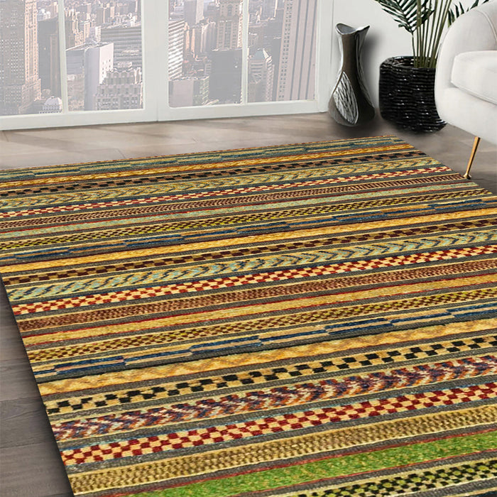 Abstract Orange Gold Modern Rug in Family Room, abs2267