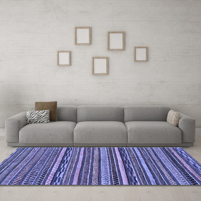Machine Washable Abstract Blue Modern Rug in a Living Room, wshabs2267blu