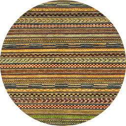 Round Machine Washable Abstract Orange Rug, wshabs2267