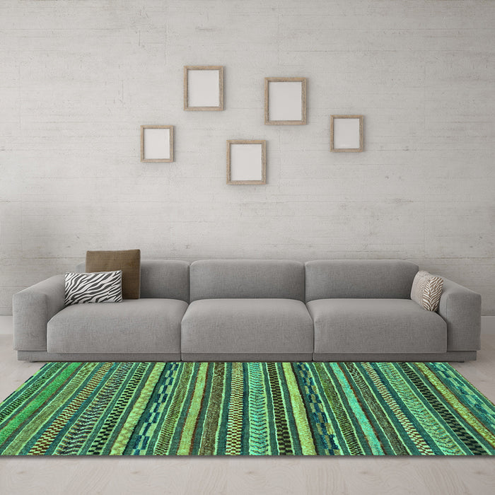 Machine Washable Abstract Turquoise Modern Area Rugs in a Living Room,, wshabs2267turq