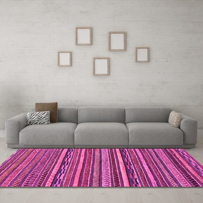 Machine Washable Abstract Pink Modern Rug in a Living Room, wshabs2267pnk