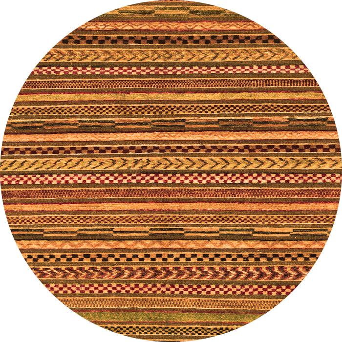 Round Machine Washable Abstract Orange Modern Area Rugs, wshabs2267org