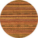 Round Machine Washable Abstract Orange Modern Area Rugs, wshabs2267org