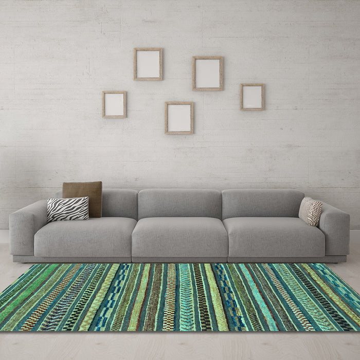 Machine Washable Abstract Light Blue Modern Rug in a Living Room, wshabs2267lblu