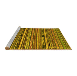 Sideview of Machine Washable Abstract Yellow Modern Rug, wshabs2267yw