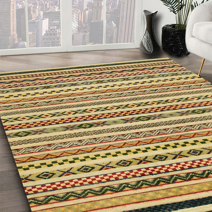 Machine Washable Abstract Chrome Gold Yellow Rug in a Family Room, wshabs2268