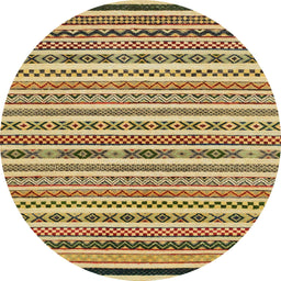 Round Abstract Chrome Gold Yellow Modern Rug, abs2268