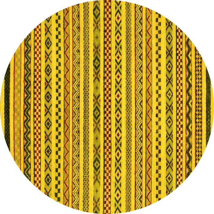 Round Machine Washable Abstract Yellow Modern Rug, wshabs2268yw