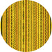 Round Machine Washable Abstract Yellow Modern Rug, wshabs2268yw