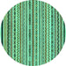 Round Machine Washable Abstract Turquoise Modern Area Rugs, wshabs2268turq