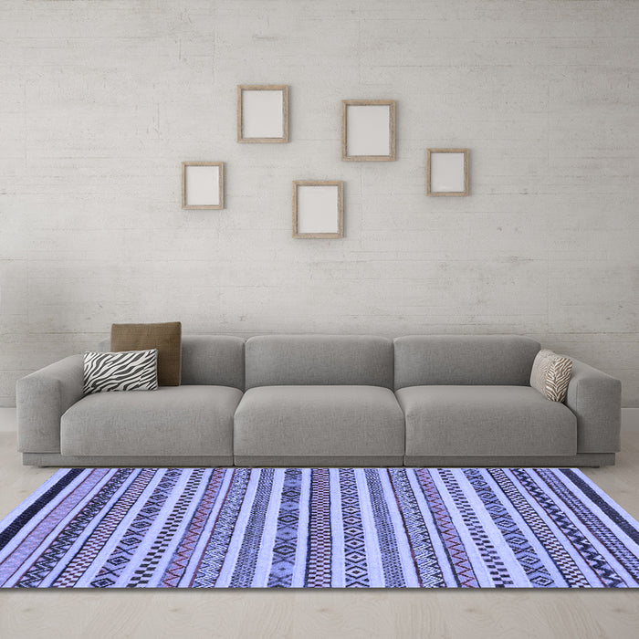 Machine Washable Abstract Blue Modern Rug in a Living Room, wshabs2268blu