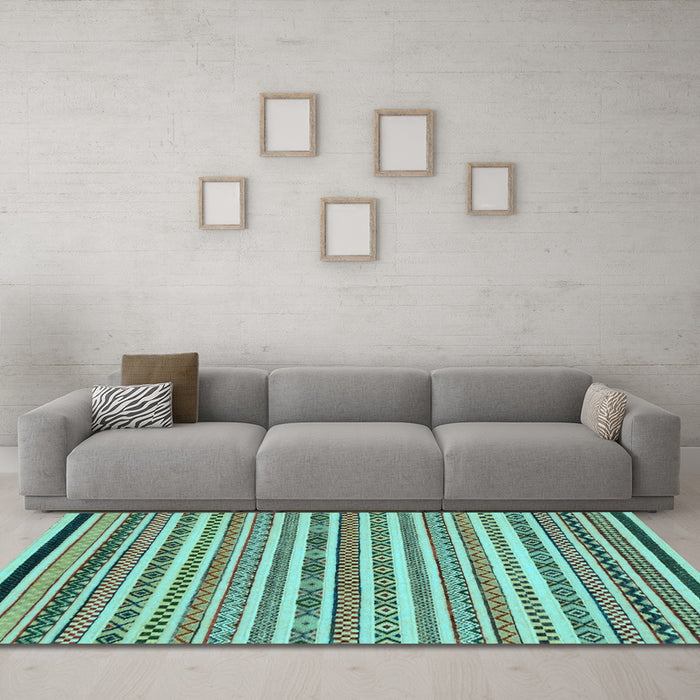 Machine Washable Abstract Light Blue Modern Rug in a Living Room, wshabs2268lblu
