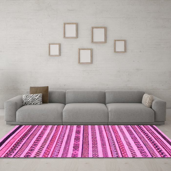 Machine Washable Abstract Pink Modern Rug in a Living Room, wshabs2268pnk