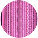 Round Machine Washable Abstract Pink Modern Rug, wshabs2268pnk