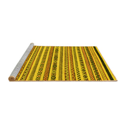 Sideview of Machine Washable Abstract Yellow Modern Rug, wshabs2268yw