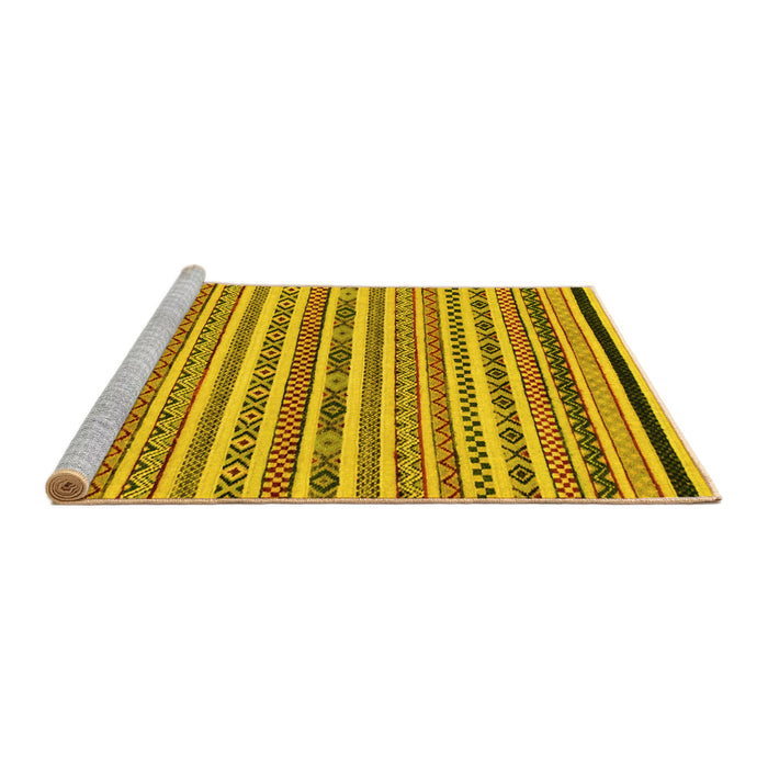 Sideview of Machine Washable Abstract Yellow Modern Rug, wshabs2268yw