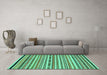 Machine Washable Abstract Turquoise Modern Area Rugs in a Living Room,, wshabs2268turq