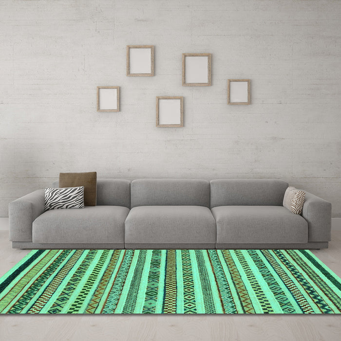 Machine Washable Abstract Turquoise Modern Area Rugs in a Living Room,, wshabs2268turq
