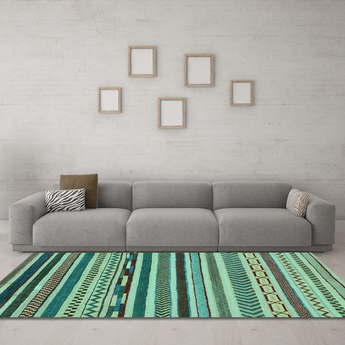 Machine Washable Abstract Light Blue Modern Rug in a Living Room, wshabs2269lblu