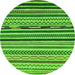 Round Machine Washable Abstract Green Modern Area Rugs, wshabs2269grn