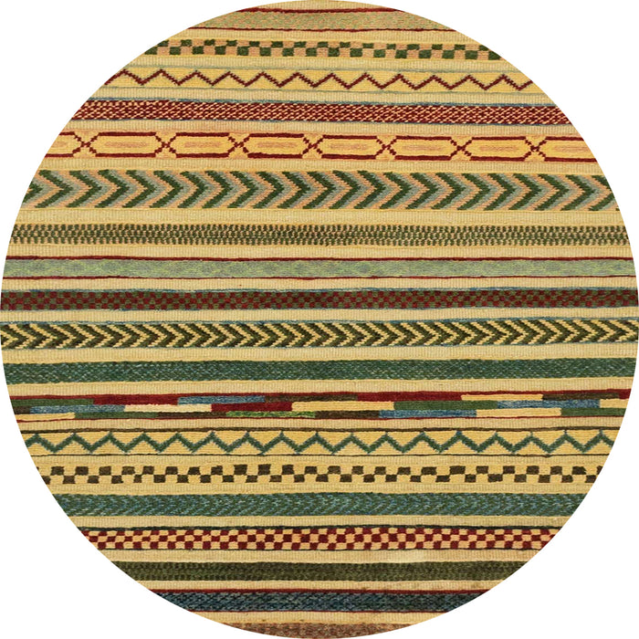 Round Abstract Yellow Modern Rug, abs2269