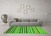 Machine Washable Abstract Green Modern Area Rugs in a Living Room,, wshabs2269grn