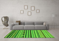 Machine Washable Abstract Green Modern Rug, wshabs2269grn