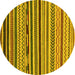 Round Machine Washable Abstract Yellow Modern Rug, wshabs2269yw