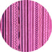 Round Machine Washable Abstract Pink Modern Rug, wshabs2269pnk