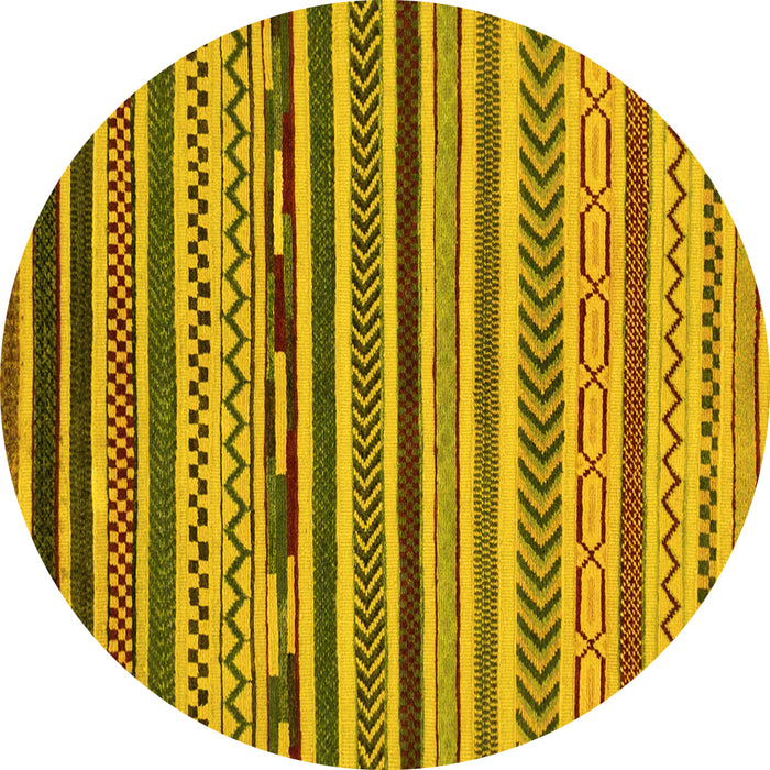 Round Abstract Yellow Modern Rug, abs2269yw