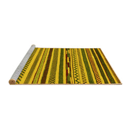 Sideview of Machine Washable Abstract Yellow Modern Rug, wshabs2269yw