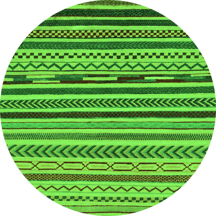 Round Abstract Green Modern Rug, abs2269grn