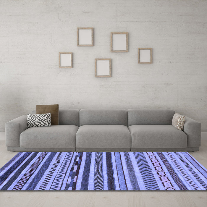 Machine Washable Abstract Blue Modern Rug in a Living Room, wshabs2269blu