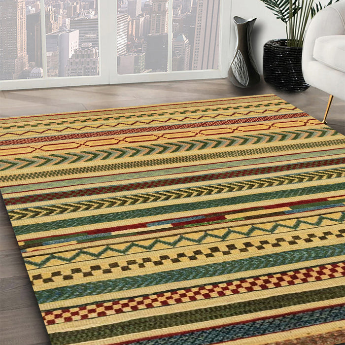 Machine Washable Abstract Yellow Rug in a Family Room, wshabs2269