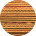 Round Machine Washable Abstract Orange Modern Area Rugs, wshabs2269org