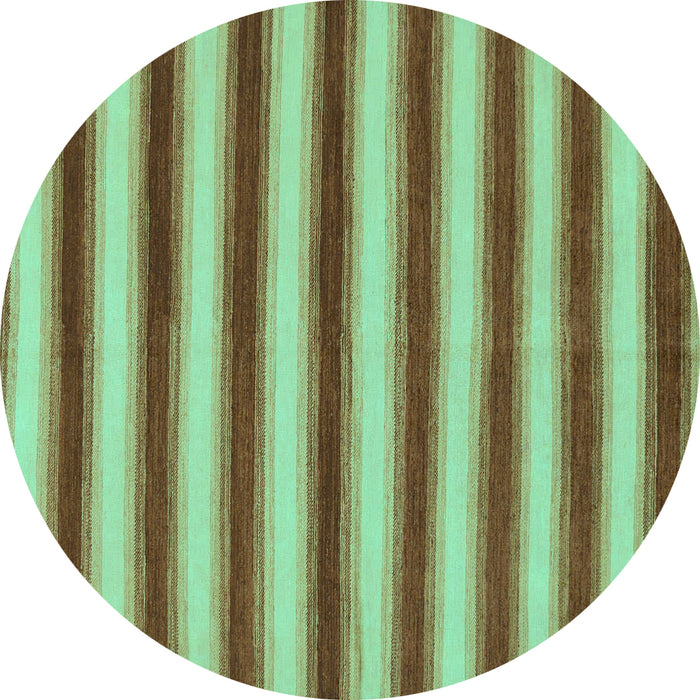 Round Machine Washable Abstract Turquoise Modern Area Rugs, wshabs226turq