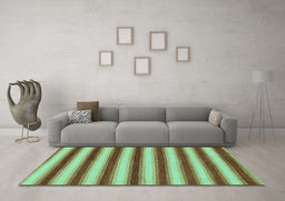 Machine Washable Abstract Turquoise Modern Area Rugs in a Living Room,, wshabs226turq