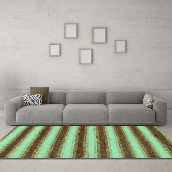 Machine Washable Abstract Turquoise Modern Area Rugs in a Living Room,, wshabs226turq