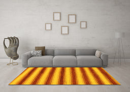 Machine Washable Abstract Yellow Modern Rug in a Living Room, wshabs226yw