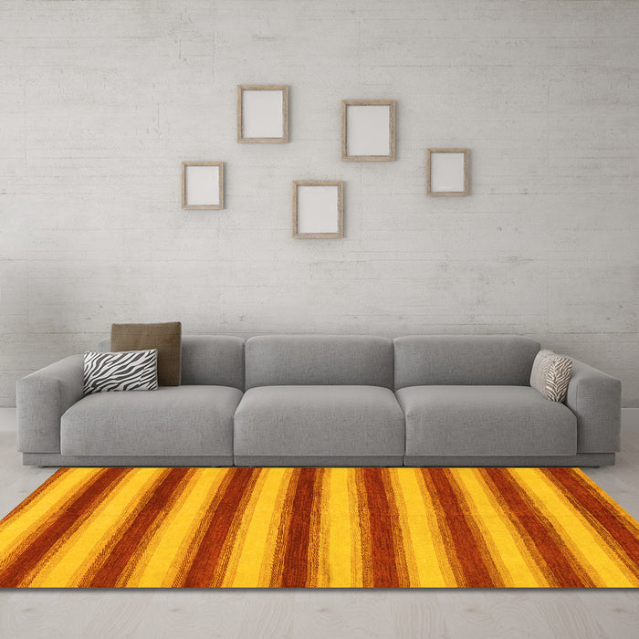 Machine Washable Abstract Yellow Modern Rug in a Living Room, wshabs226yw
