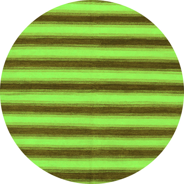 Round Machine Washable Abstract Green Modern Area Rugs, wshabs226grn