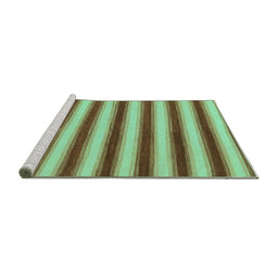 Sideview of Machine Washable Abstract Turquoise Modern Area Rugs, wshabs226turq