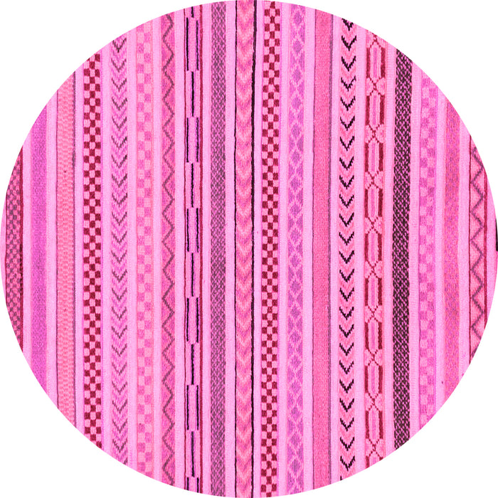 Round Machine Washable Abstract Pink Modern Rug, wshabs2270pnk