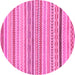 Round Machine Washable Abstract Pink Modern Rug, wshabs2270pnk