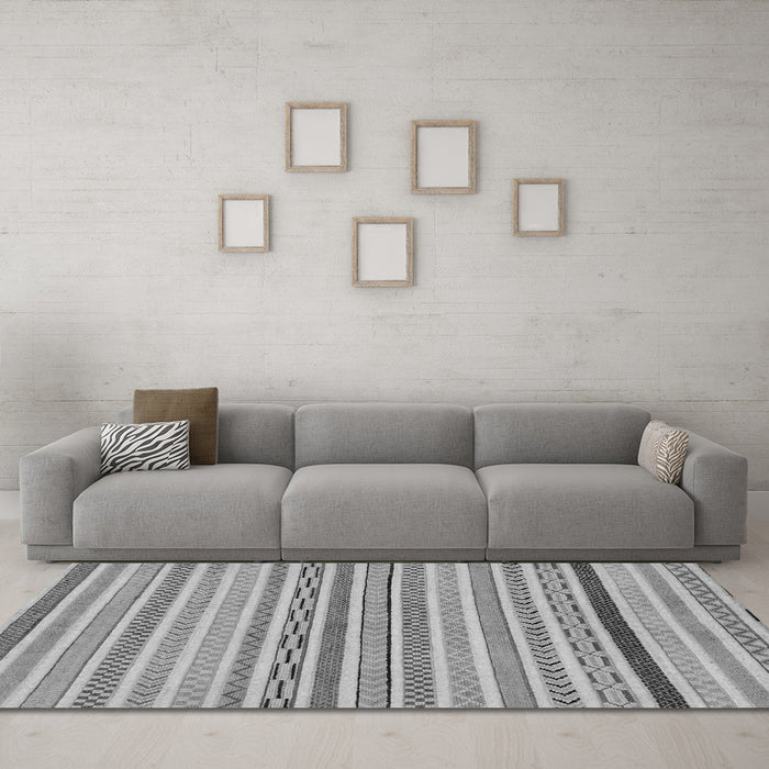 Machine Washable Abstract Gray Modern Rug in a Living Room,, wshabs2270gry