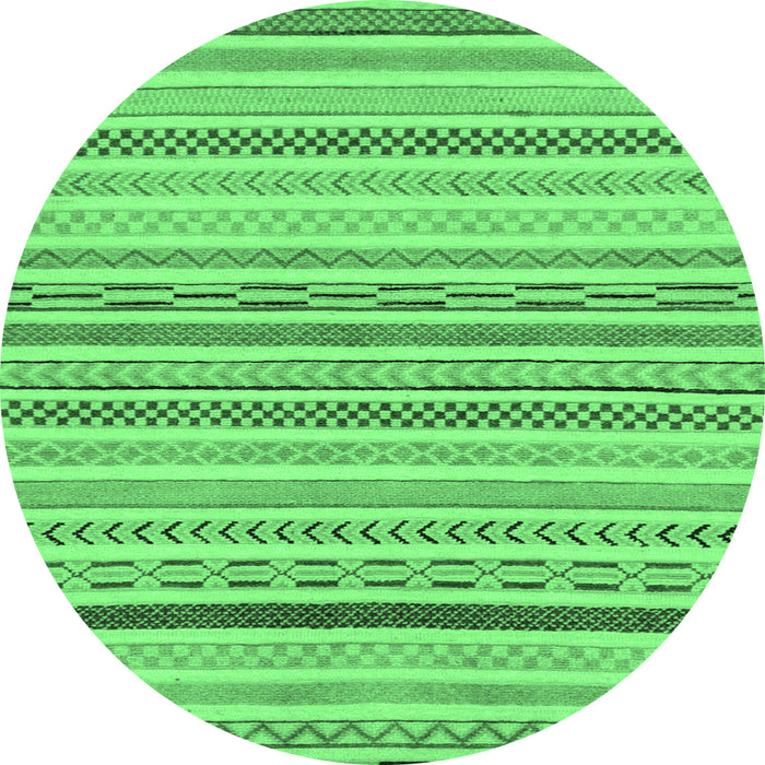 Round Machine Washable Abstract Emerald Green Modern Area Rugs, wshabs2270emgrn